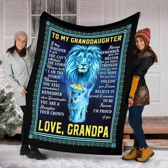 To My Granddaughter Love From Grandpa Lion Blanket, Fleece Sherpa Mink Blankets Gifts For Granddaughter | Mazezy UK