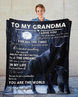 To my Grandma blankets, Wolf Grandson blanket, Fleece sherpa blanket, grandma blanket, Custom blanket, family blanket, fleece sherpa blanket