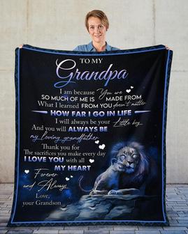 To my Grandpa blankets, Grandson blanket, Fleece sherpa blanket, grandma blanket, Custom blanket, family blanket, fleece sherpa blanket | Mazezy