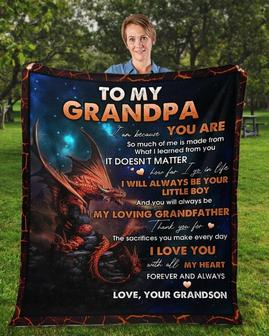 To my Grandpa blankets, Grandson blanket, Fleece sherpa blanket, grandma blanket, Custom blanket, family blanket, fleece sherpa blanket | Mazezy