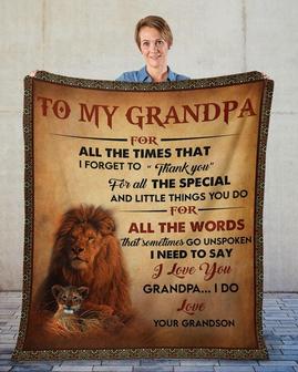 To my Grandpa Lion blankets, Grandson blanket, Fleece sherpa blanket, grandma blanket, Custom blanket, family blanket, fleece sherpa blanket | Mazezy