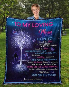 To my Loving Mom blanket, blanket from daughter, Fleece sherpa blanket, Custom blanket, family blanket, gift from son, mom and daughter | Mazezy