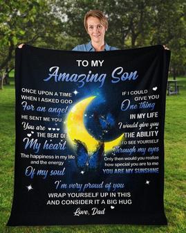 To my loving son Blanket, blanket gifts from mom dad, Custom Fleece Sherpa Blankets,blankets for son, son birthday gifts | Mazezy