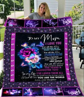 To my mom blanket, Mother and daughter gifts, Christmas gifts, blanket for mommy, Grandma family blanket, gift for her,blanket from daughter | Mazezy