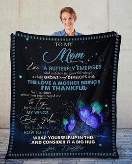 To my Mom butterfly blanket, blanket from daughter, Fleece sherpa blanket, Custom blanket, family blanket, gift from son, mom and daughter | Mazezy