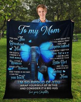 To my Mom elephant blanket,blanket from daughter, Fleece sherpa blanket, Custom blanket, family blanket, gift from son, mom and daughter | Mazezy CA