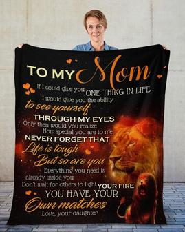 To my Mom lion blanket, blanket from daughter, Fleece sherpa blanket, Custom blanket, family blanket, gift from son, mom and daughter | Mazezy