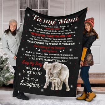 To My Mom Love From Daughter Elephant Blanket, Mother's Day Gifts, Christmas Gift For Mother, Anniversary Gift, Mom Blanket | Mazezy