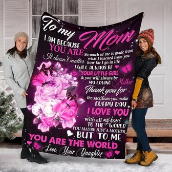 To my Mom You Are The World Blanket, Mother's Day Gifts, Christmas Gift For Mother, Anniversary Gift, Mom Blanket | Mazezy