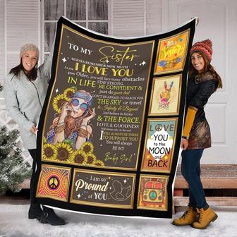 To My Sister I am So Proud Of You Blanket, Fleece /Sherpa/ Mink Blankets, Christmas Gift For Sister, For Girl | Mazezy AU