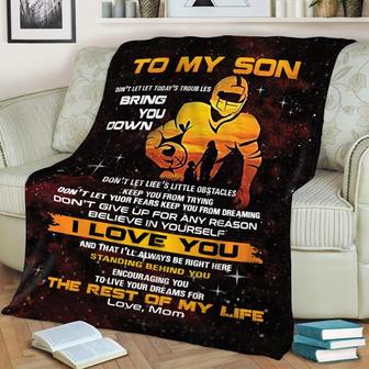 To My Son Blanket, Rugby Son Blanket Fleece /Sherpa/ Mink Blankets, Christmas Gift For Son, For Boy | Mazezy