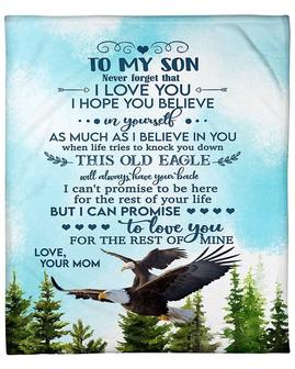 To my son blankets, mom and son eagle blankets, Custom Fleece Sherpa Blankets,Christmas blanket Gifts, Size 30"x40", 50"x60", 60"x80" | Mazezy
