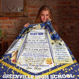 To My Son Greenville High School Blanket, Fleece Sherpa Mink Blankets, Christmas Gift For Son, For Boy