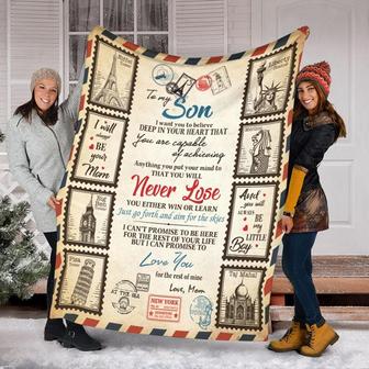 To My Son  Love From Mom Air Mail Blanket, Fleece Sherpa Mink Blankets, Christmas Gift For Son, For Boy