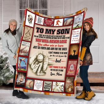 To My Son Love From Mom Baseball Blanket, Fleece /Sherpa/ Mink Blankets, Christmas Gift For Son, For Boy | Mazezy