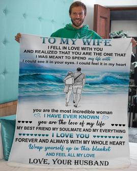 To my wife Blankets, Custom Fleece Sherpa Blankets,Christmas blanket Gifts, husband and wife gifts, size 30"x40", 50"x60", 60"x80" | Mazezy