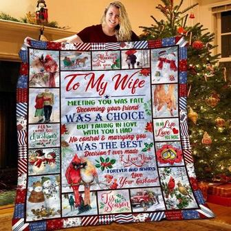 To my wife Christmas Blanket, Blanket for wife, Fleece Sherpa Blankets, Merry Christmas gifts, blanket for mom, gift from husband | Mazezy