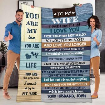 To My Wife You Are My Life Customized Blanket, Couples Gift, Blanket For Valentine's Day, Christmas, Anniversary, Fleece Blanket For Couples | Mazezy
