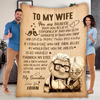 To My Wife You Are My Sunshine Customized Blanket, Blanket For Wife, Gift For Birthday, Anniversary, Valentine's Day, Christmas,Gift For Her | Mazezy