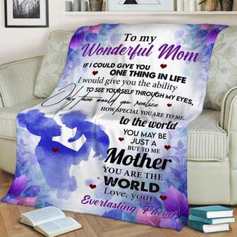 To my Wonderful Mom You Are The World Blanket, Mother's Day Gifts, Christmas Gift For Mother, Anniversary Gift, Mom Blanket | Mazezy