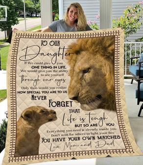 To our Daughter blanket, lion blanket for girl, Fleece Sherpa blanket,Christmas gifts, gift from Mom and Dad, Custom blanket for daughter | Mazezy
