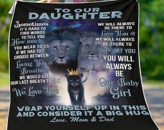 To Our Daughter Blanket, lion blanket, gift from Mom and Dad, Fleece Sherpa blanket, Christmas gifts, size blanket 30"x40",50"x60",60"x80" | Mazezy