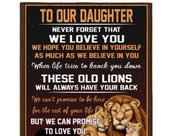 To our Daughter blanket, lion family blanket, gift from Mom and Dad, Fleece Sherpa blanket, Christmas gifts, size 30"x40",50"x60",60"x80" | Mazezy