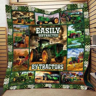Tractor Blanket, easily distracted by tractor, blanket for Farmer, Christmas blanket, blanket for daddy, Grandpa and grandson gifts | Mazezy