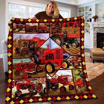 Tractor Blanket, Fleece Sherpa Blankets, Tractor daddy blanket gifts, Christmas gifts for grandpa, tractor's birthday, blanket for tractor | Mazezy