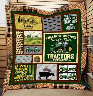 Tractor Blanket, I will drive tractor, blanket for Farmer, Christmas blanket, blanket for daddy, Grandpa and grandson gifts, gift for boy | Mazezy CA