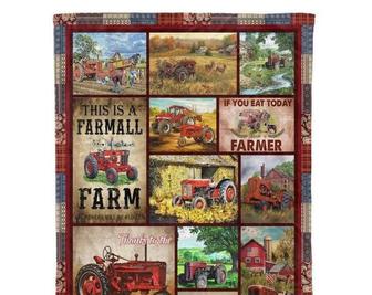 Tractor blanket,red tractor, blanket for farmer, farming truck blanket, blanket for tractor boy, Christmas blanket, daddy and son gifts | Mazezy