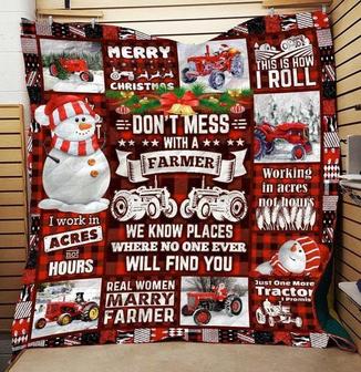 Tractor Christmas Blanket, Farmer blanket, Christmas blanket, blanket for daddy, son gifts, Fleece Sherpa Blanket, tractor gifts | Mazezy