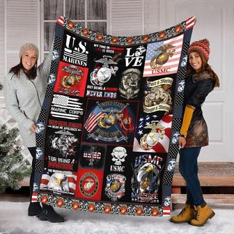 U.S. Marine Corps Blanket, Christmas Blanket For Family , Sherpa Fleece mink Blanket- Soldier Gifts | Mazezy AU