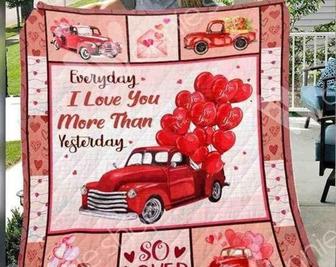 Valentine's day blanket, red car with heart balloons,boyfriend and girlfriend, husband and wife,anniversary valentine gifts, gift for her | Mazezy