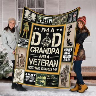 Veteran Dad Blanket, Fleece Sherpa Mink Blankets, Gift For Father, For Grandpa Anniversary Gift | Mazezy DE