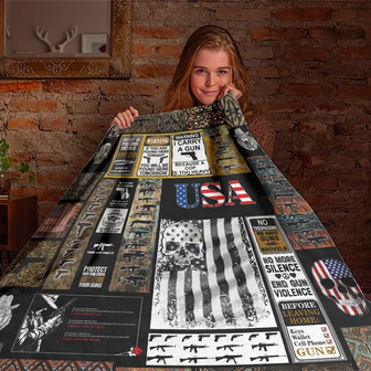 Warning I Carry A Gun USA Blanket, Gun Special Blanket, Gift For Birthday, Fleece mink Sherpa Blanket | Mazezy