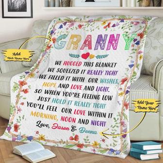 We Hugged This Customized Blanket For Grandparents, Blanket For Nana,Mimi, Gigi,Granny, Custom Gift For Grandparents, Fleece Blanket | Mazezy