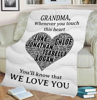 Whenever You Touch This Heart You Will Know We Love You Customized Blanket, Grandparent's Day Gift, Fleece Blanket And Throws, Custom Gift | Mazezy