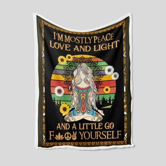 Yoga Lover Blanket, I'm Mostly Peace, Love And Light Blanket, Yoga For Yogini, Family Throw Blanket, Blankets For Gift | Mazezy