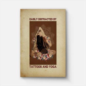 Easily Distracted By Tatoo And Yoga Canvas | Mazezy