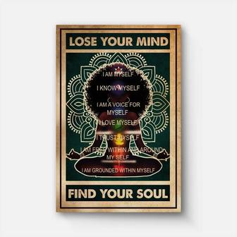 Vintage Lose Your Mind Find Your Soul Yoga Words Framed Canvas | Mazezy