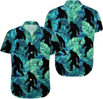 Bigfoot Men's Button Shirt, Sasquatch Unisex Hawaiian Shirt, American Monster Print T-Shirt for Women, Bigfoot Tropical - Seseable