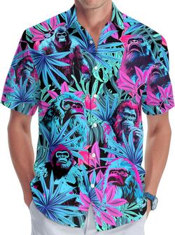 Bigfoot Men's Button Shirt, Sasquatch Unisex Hawaiian Shirt, American Monster Tropical - Seseable