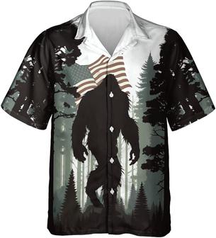Bigfoot Men's Hawaiian Shirts Big Foot Sasquatch Gifts Button Down Short Sleeve Aloha Hawaiian Shirt - Seseable