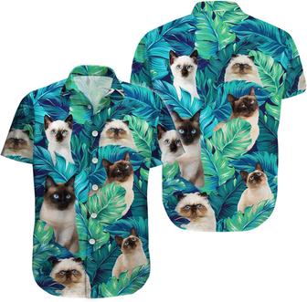 Cat Men's Hawaiian Shirt, Summer Tropical Cat Button Shirt for Unisex, Funny Cat Casual Short Sleeve Shirt Men - Seseable