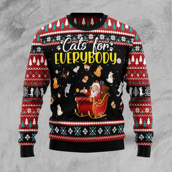 Cats For Everybody Merry Christmas Funny Family Ugly Sweater - Thegiftio UK