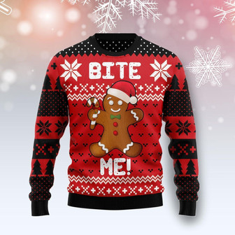 Christmas Bite Me Funny Ugly Sweater - Thegiftio UK