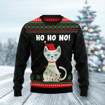 Christmas Cat Black Ugly Sweater For Men And Women - Thegiftio UK