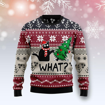 Christmas Cat What Ugly Sweater For Men And Women - Thegiftio UK