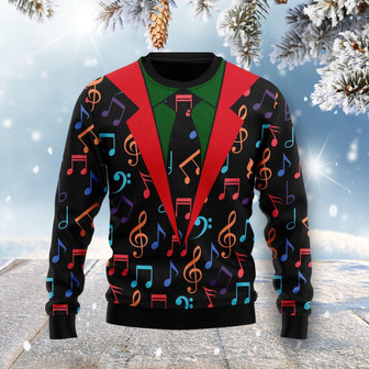 Colorful Music Notes Funny Ugly Sweater - Thegiftio UK